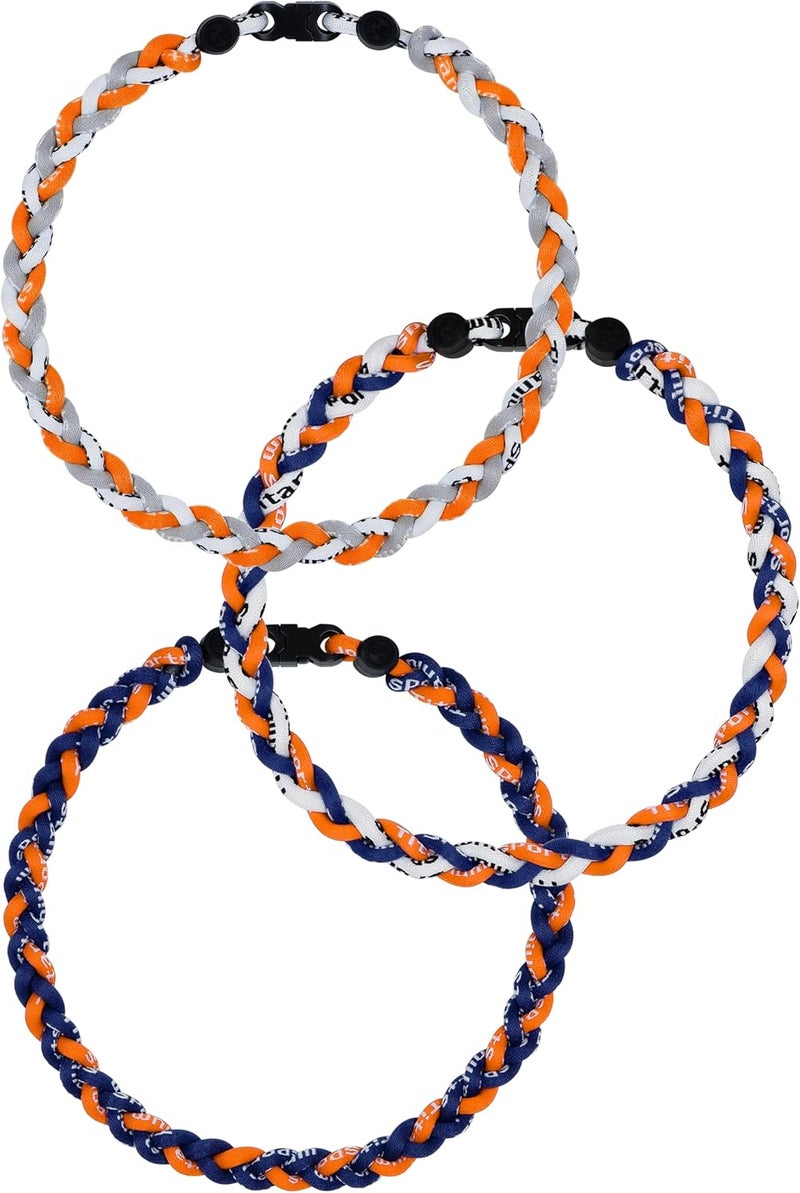 SUPBOMM 3 pcs Baseball Rope Necklaces, League Team Colors Braided Necklace, Baseball Team Gifts - Image 1